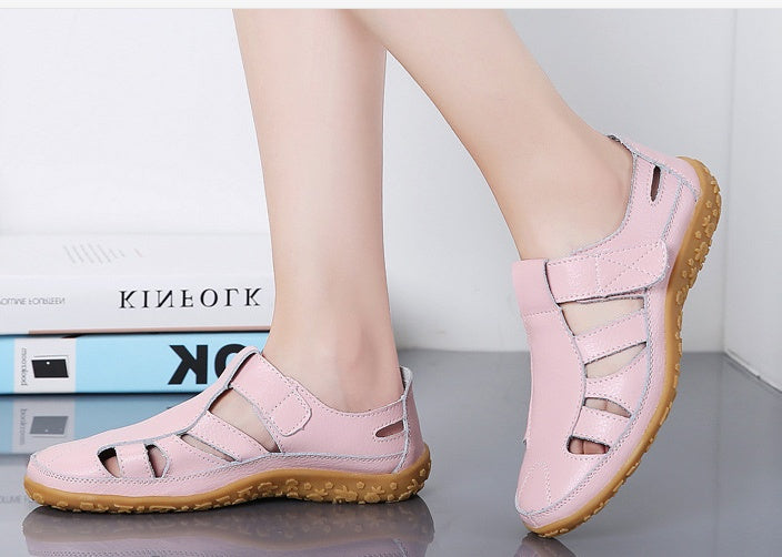 Handmade Vintage Leather Sandals Comfortable Soft Sole Mom Shoes