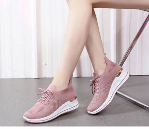 Autumn New Style Wedge Heel Outer Knit Women's Shoes Thick Sole Breathable Casual Shoes