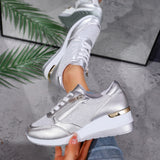 Women's Lace-up Casual Shoes Fashion Side Zipper Design Thick-soled Shoes Walking Running Sports Sneakers