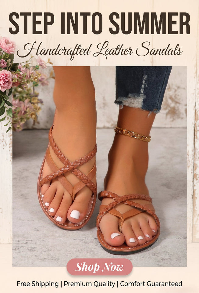Cross-woven Design Thong Sandals Summer Flat Shoes Women Flip Flops Slides Casual Vacation Beach Slippers