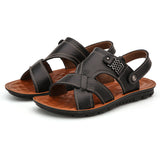 New Leather Men's Slippers Casual Non Slip Wear Resistant Beach Shoes