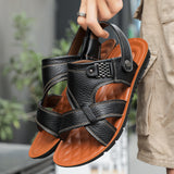 New Leather Men's Slippers Casual Non Slip Wear Resistant Beach Shoes