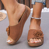 Flower Wedges Sandals Summer Fashion Retro Hollow Sandals Holiday Beach Shoes For Women