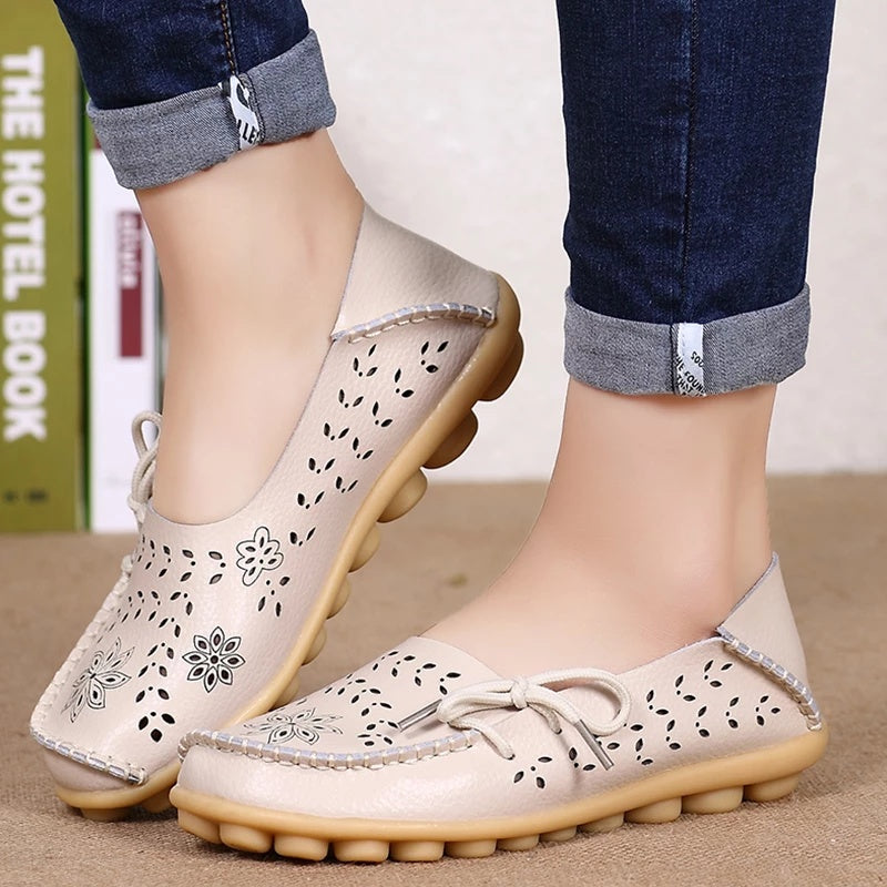 Women’s Low-Heel Loafers with Laces & Small Eyelets