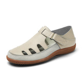 Plus Size Flat Heel Sandals Women's Toe Cap Hollow Breathable