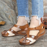 Stitched round toe women's sandals