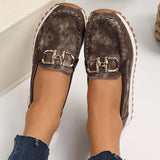 Casual Platform Loafers with Metal Buckle