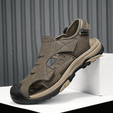 Plus Size Beach Shoes Breathable Leather Sandals For Men