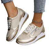 Women's Lace-up Casual Shoes Fashion Side Zipper Design Thick-soled Shoes Walking Running Sports Sneakers