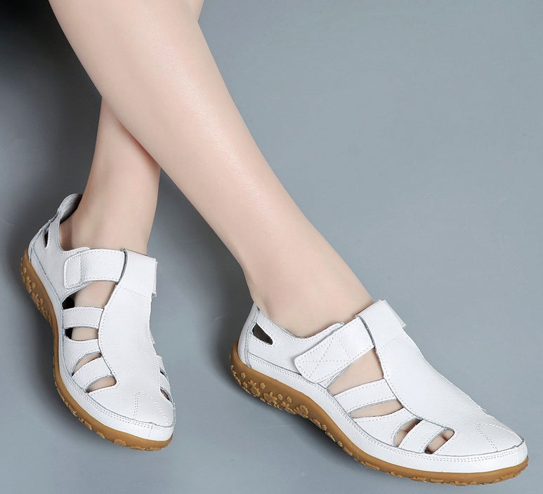 Handmade Vintage Leather Sandals Comfortable Soft Sole Mom Shoes