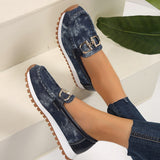 Casual Platform Loafers with Metal Buckle