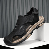 Plus Size Beach Shoes Breathable Leather Sandals For Men
