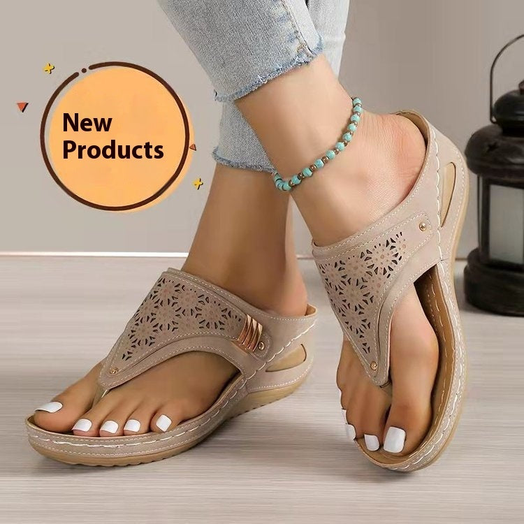 European And American Flip-flops Women's Non Slip Outdoor Wedge Flip-flops
