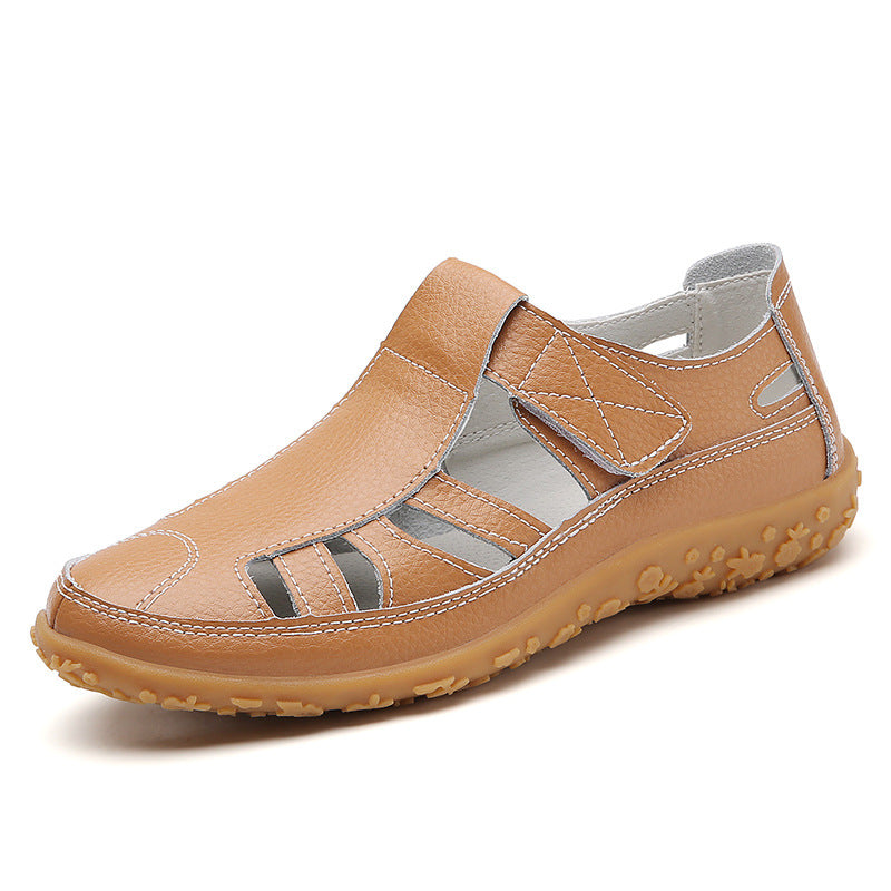 Handmade Vintage Leather Sandals Comfortable Soft Sole Mom Shoes