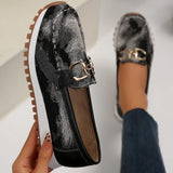 Casual Platform Loafers with Metal Buckle