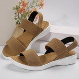 Casual Elastic Band Back Strap Flyknit Polyurethane Flat Sandals For Women