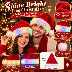 Christmas Hat LED Light Plush Children's Adult Christmas Decorations Christmas Supplies Luminous Santa Hat Home Decoracion