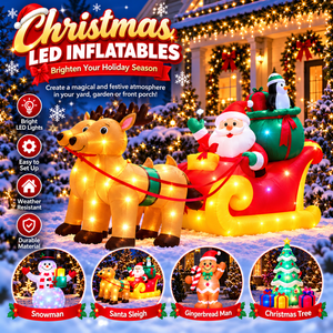 Christmas LED Lights Glowing Santa Tree Snowman Inflatable Doll Outdoor Yard Garden Decor