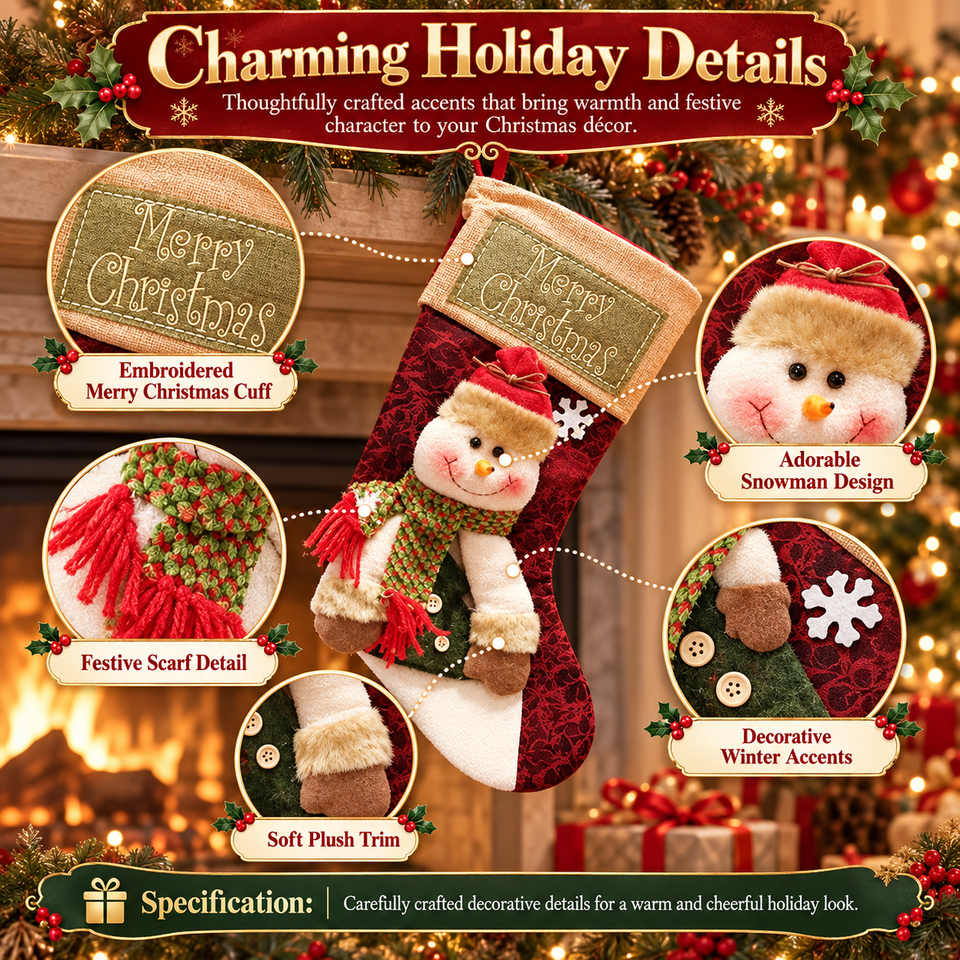 Christmas Stocking Socks Snowman Santa Elk Xmas Fireplace Xmas Tree Ornaments New Year Candy Bag Gift Christmas Decor