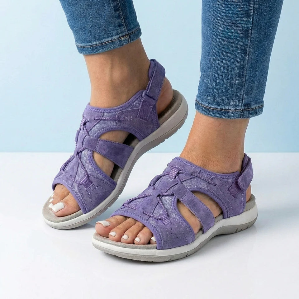 Women's New Roman Wedge Sandals Round Toe Velcro