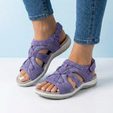 Women's New Roman Wedge Sandals Round Toe Velcro
