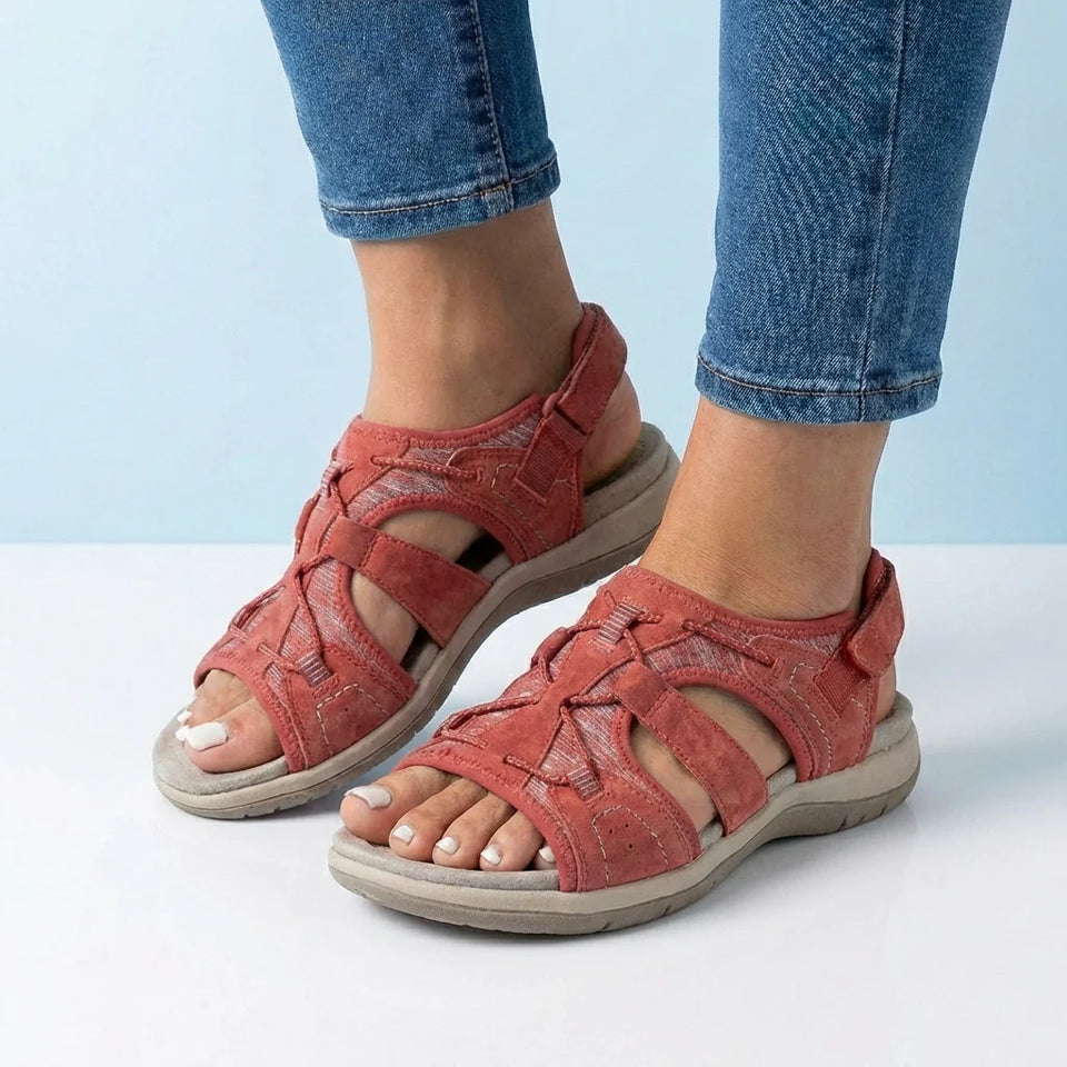 Women's New Roman Wedge Sandals Round Toe Velcro