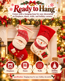 Large Red White Knitted Christmas Stocking Santa Claus Fireplace Decor Socks Xmas Gift Bags Candy Holder Decor For Home