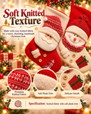 Large Red White Knitted Christmas Stocking Santa Claus Fireplace Decor Socks Xmas Gift Bags Candy Holder Decor For Home