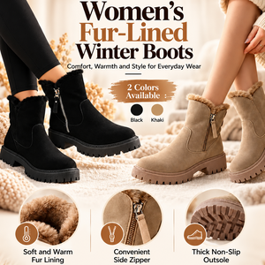 Thick Plush Snow Boots Women Faux Suede Non-slip Winter Shoes