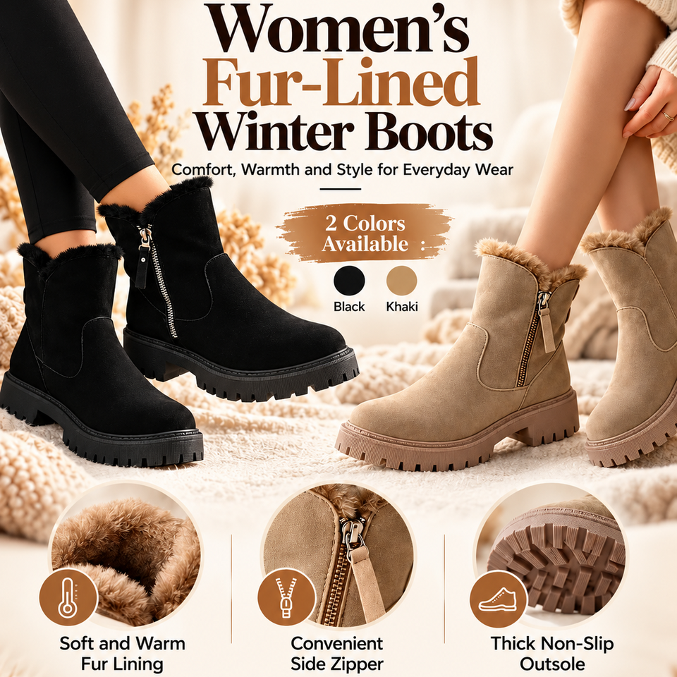 Thick Plush Snow Boots Women Faux Suede Non-slip Winter Shoes