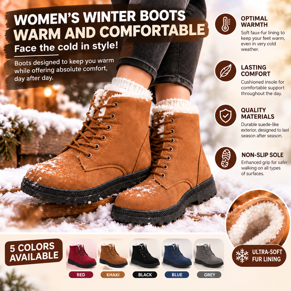 Winter New Women Snow Boots Flat With Large Size Casual Cotton Shoes Trend Women Vulcanized Shoes Artificial Plush