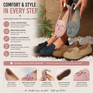 Women’s Comfortable Round-Toe Loafers – Flexible Non-Slip Slip-On Shoes