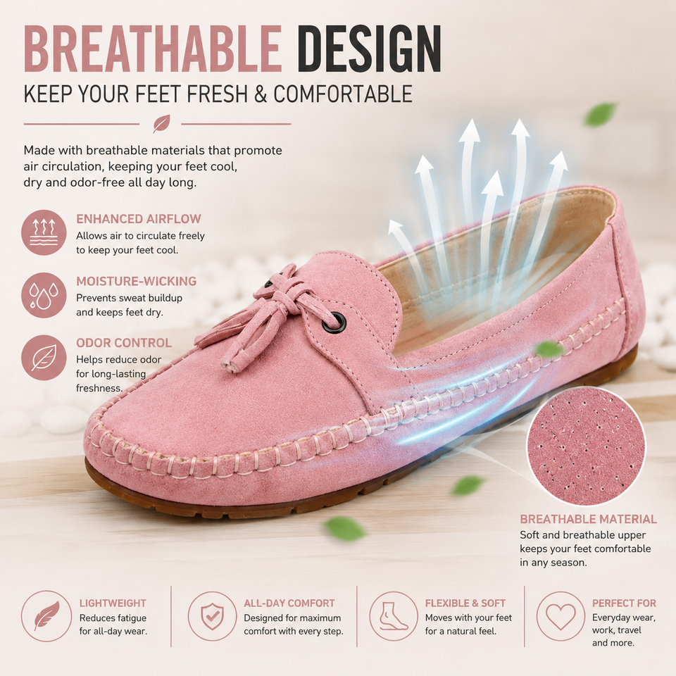 Women’s Comfortable Round-Toe Loafers – Flexible Non-Slip Slip-On Shoes