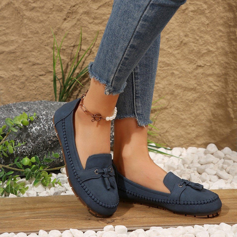 Women’s Comfortable Round-Toe Loafers – Flexible Non-Slip Slip-On Shoes