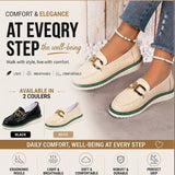 Women’s Decorative Buckle Shoes – Slip-On Loafers with Platform Sole
