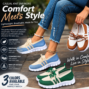 Women's Fly Woven Mesh Casual Sports Lace Color Block Flat Shoes