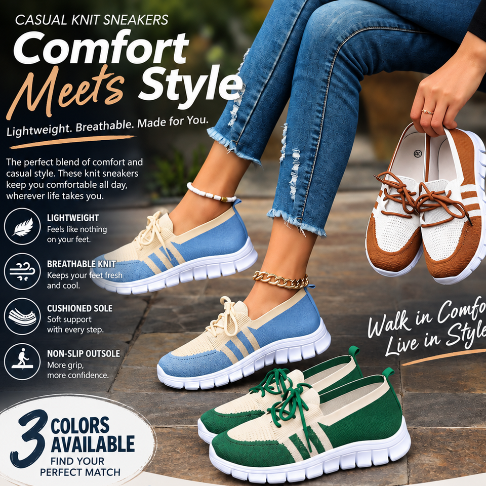 Women's Fly Woven Mesh Casual Sports Lace Color Block Flat Shoes