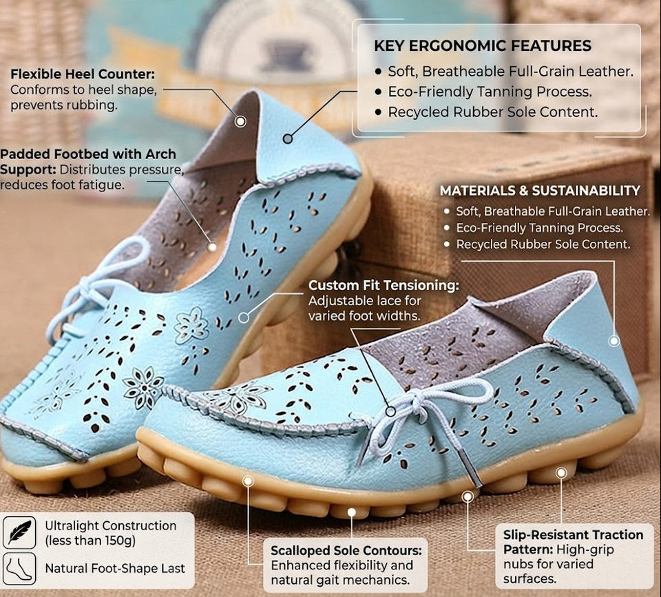 Women’s Low-Heel Loafers with Laces & Small Eyelets