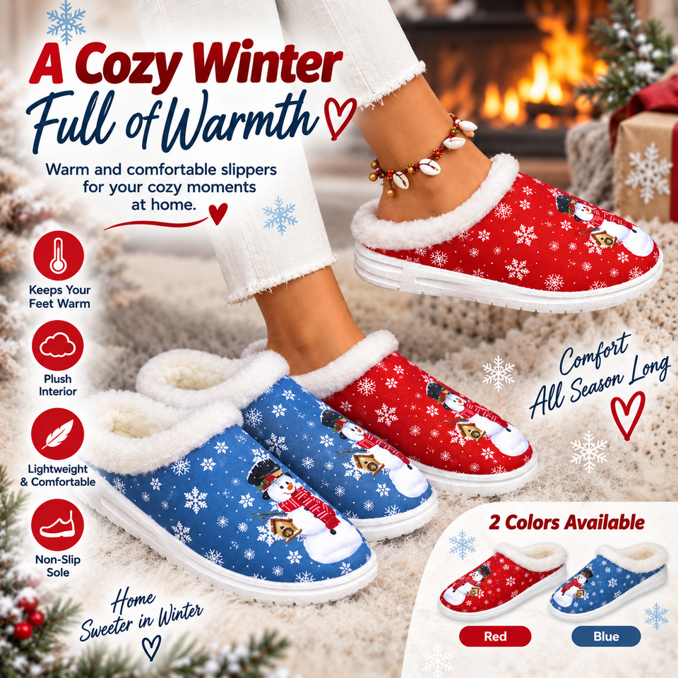 Womens Cozy, Thick-soled Cotton Slippers For Christmas