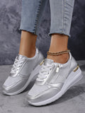 Women's Lace-up Casual Shoes Fashion Side Zipper Design Thick-soled Shoes Walking Running Sports Sneakers