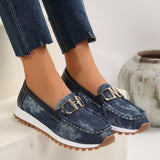 Casual Platform Loafers with Metal Buckle