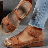 New Large Size Peep Toe Casual Sandals Amazon Hot Roman Style Sandals Women's Outer Wear Velcro Shoes