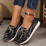 Casual Platform Loafers with Metal Buckle