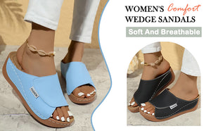 Summer Wedge Slides Slippers Fashion Fish Mouth Thick Bottom Roman Shoes Solid Color Beach Sandals For Women
