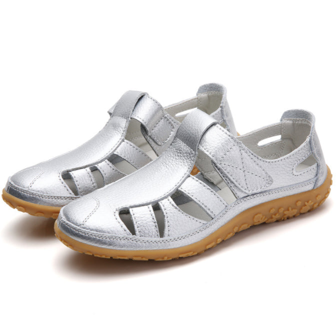 Handmade Vintage Leather Sandals Comfortable Soft Sole Mom Shoes