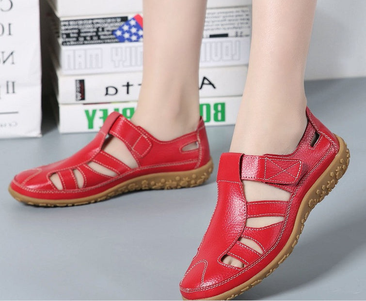 Handmade Vintage Leather Sandals Comfortable Soft Sole Mom Shoes