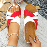 Color Matching One-word Women's Fashion Platform Wedge Slippers