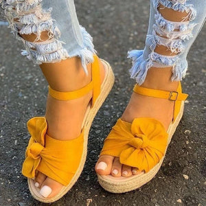 Women Casual Sandals Summer Shoes Hemp Flats Platform