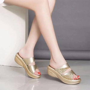 SweetyCherry™ Women Sequined  Wedges Platform Sandals